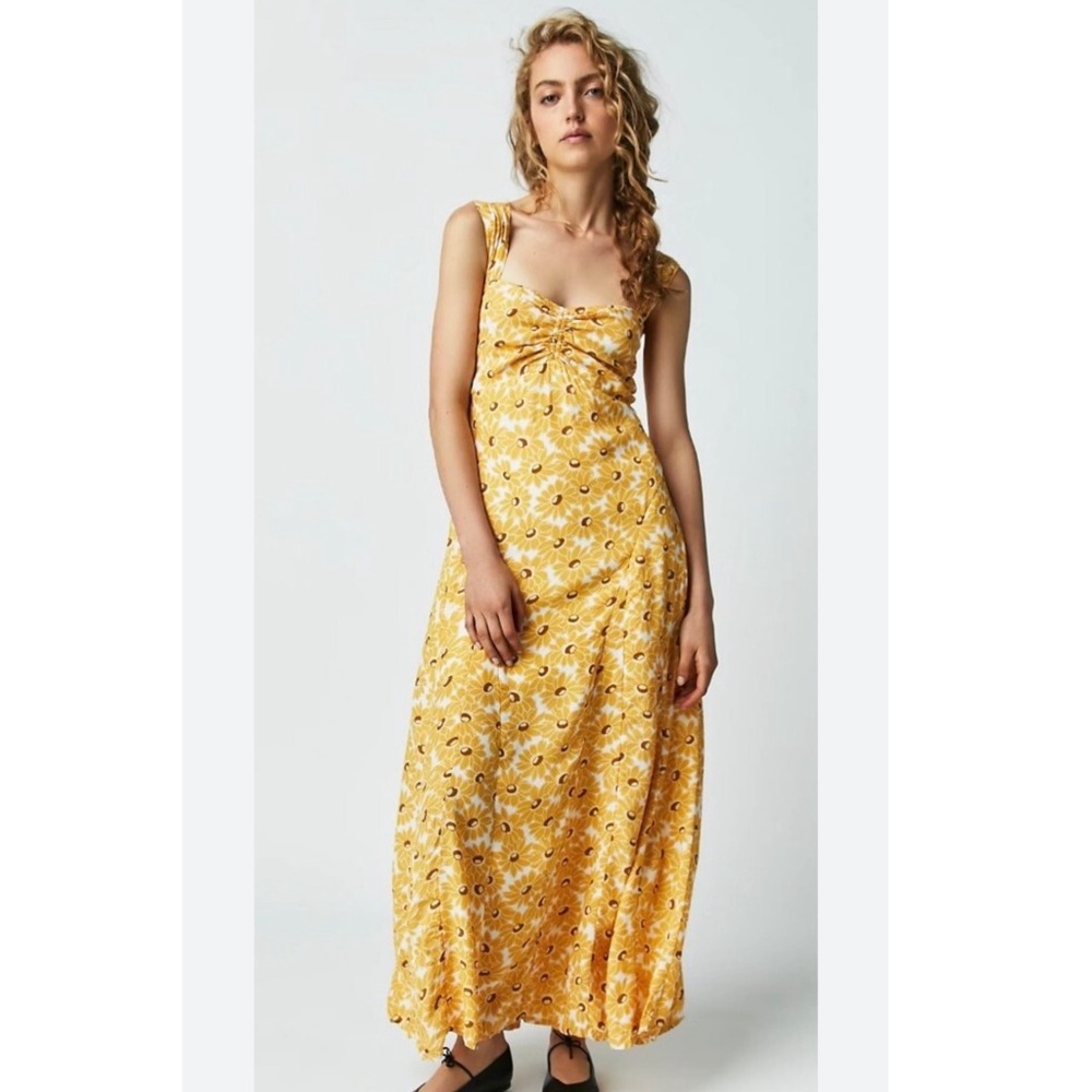 Free People Rosalee Midi Dress (S) in Yellow NWT